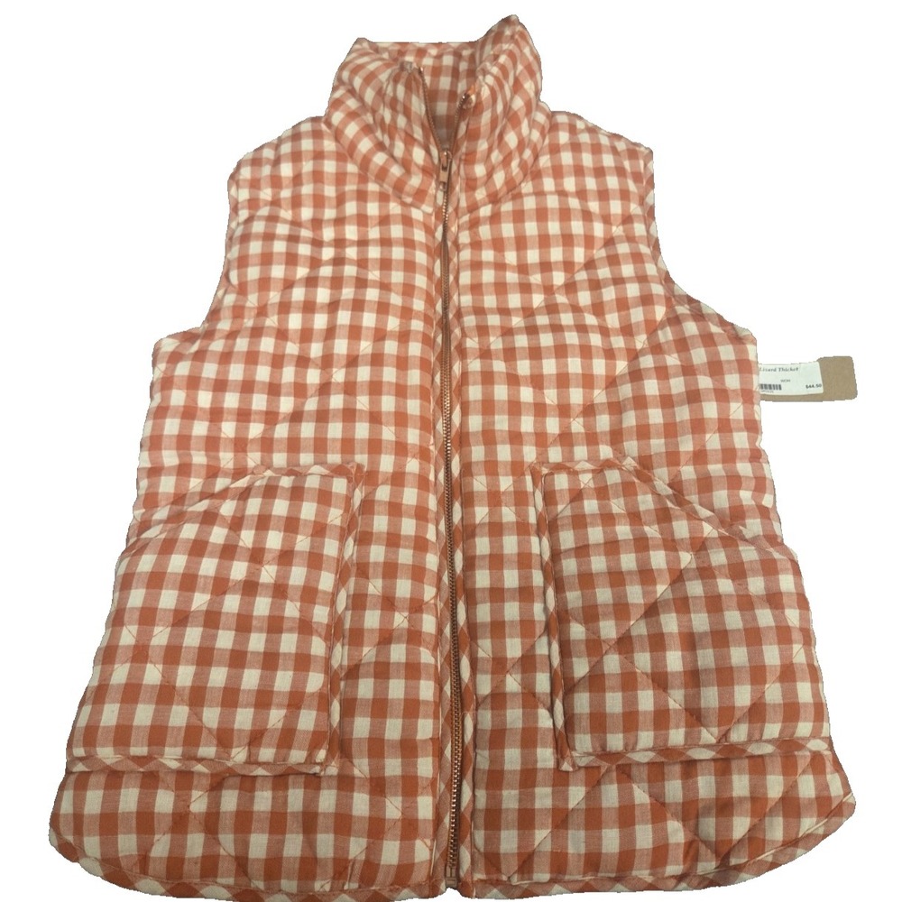 Lizard Thicket Womans SZ S Orange And White Gangnam Puffer Vest